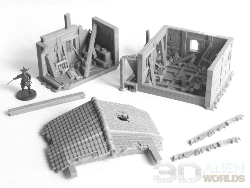 Samurai Ruined Hut – Battlefield Cover Terrain (28mm/32mm/40mm) - Northern Foundry