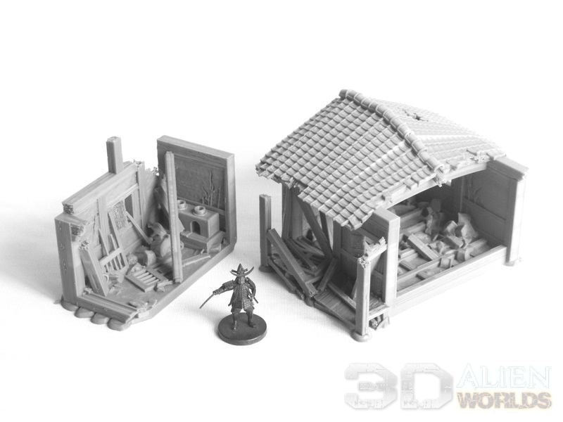 Samurai Ruined Hut – Battlefield Cover Terrain (28mm/32mm/40mm) - Northern Foundry
