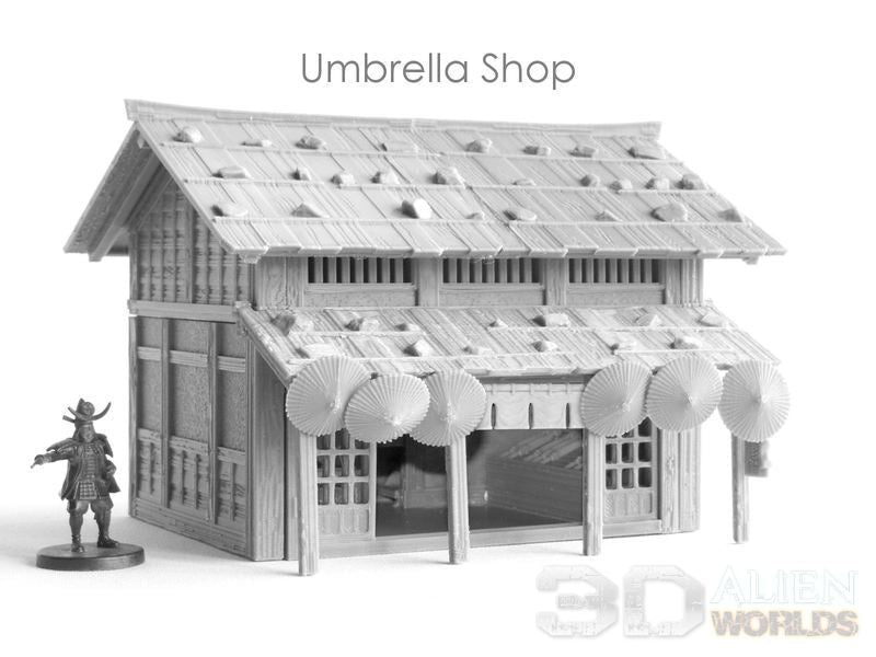 Samurai Shop Set – Feudal Japan Storefront Buildings (28mm/32mm/40mm) - Northern Foundry