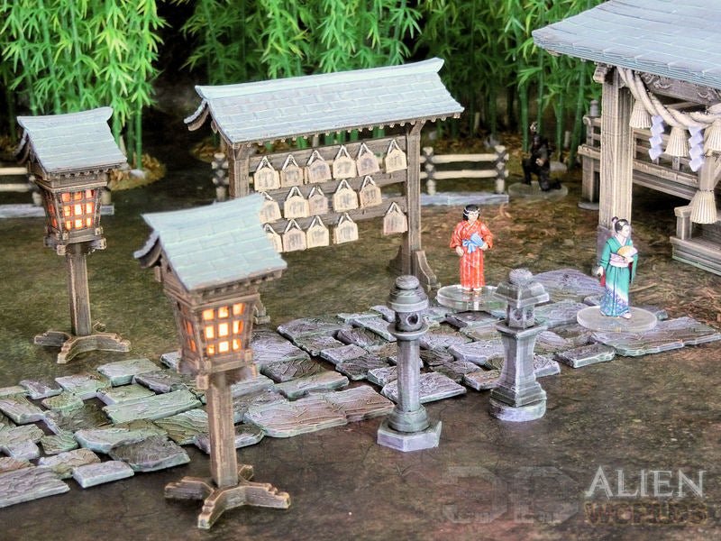 Samurai Shrine Set – Feudal Japan Shinto Shrine Terrain (28mm/32mm/40mm) - Northern Foundry