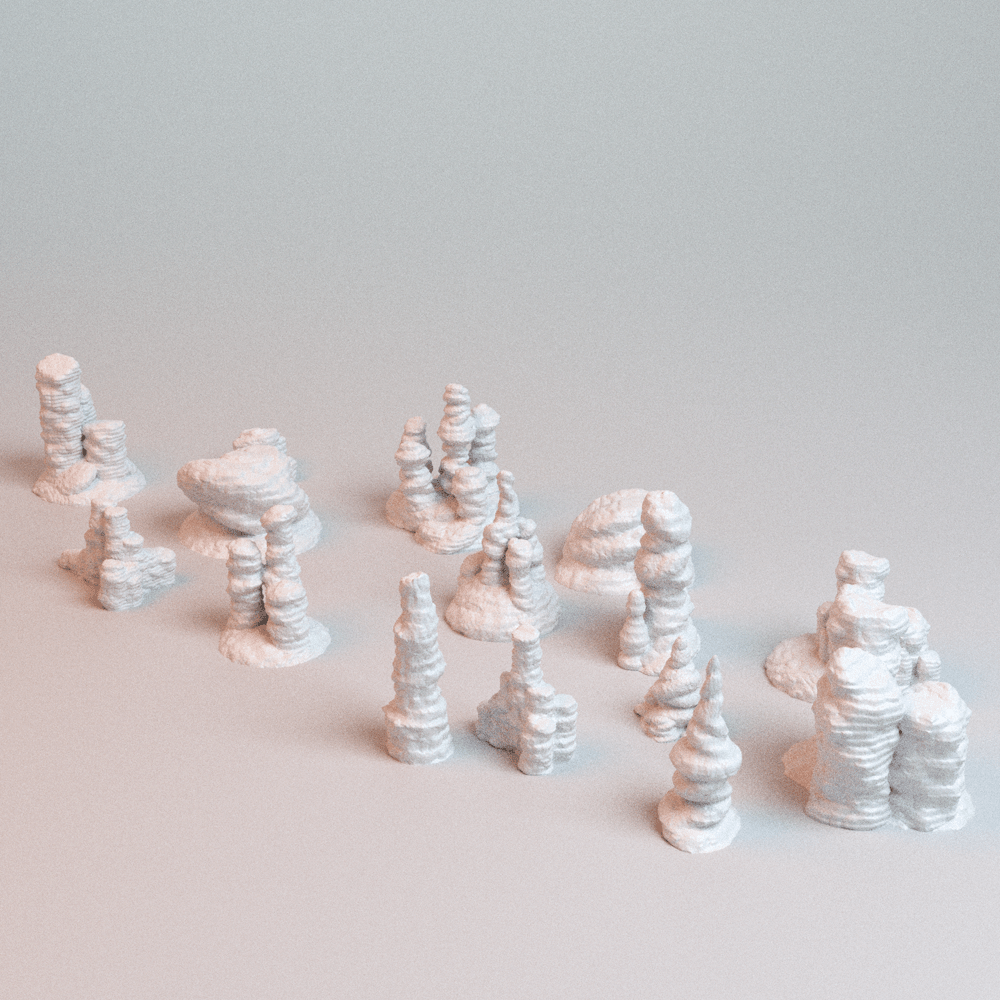 Sci-Fi Canyon Rock Formations – 15-Piece Terrain Set (28mm/40mm Wargaming) - Northern Foundry