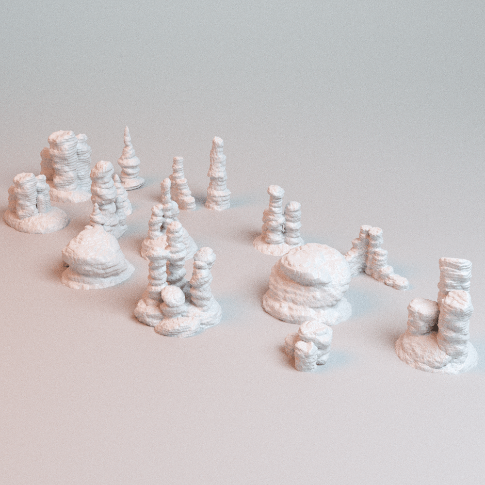 Sci-Fi Canyon Rock Formations – 15-Piece Terrain Set (28mm/40mm Wargaming) - Northern Foundry