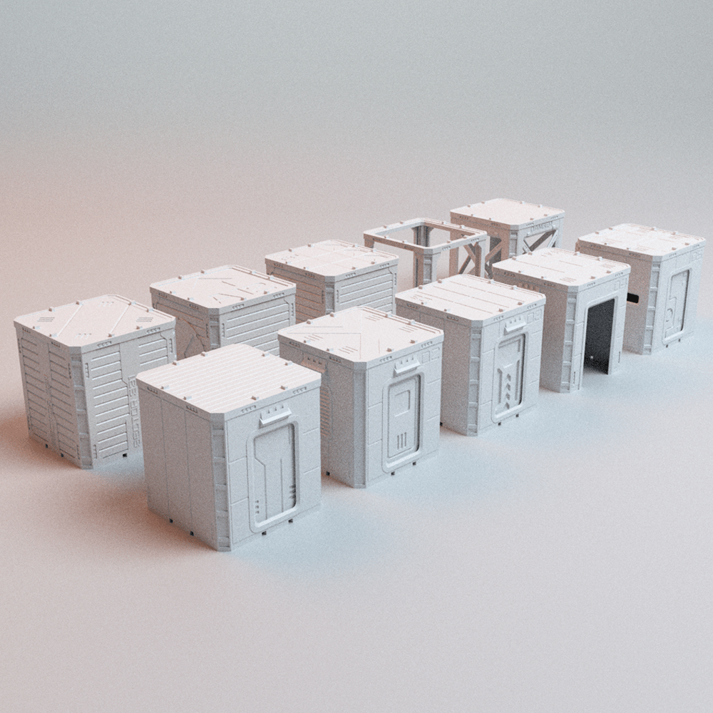 Sci-Fi Frontline Eclipse Modular Cube Terrain – 20 Pieces (28mm/40mm, Deadzone) - Northern Foundry