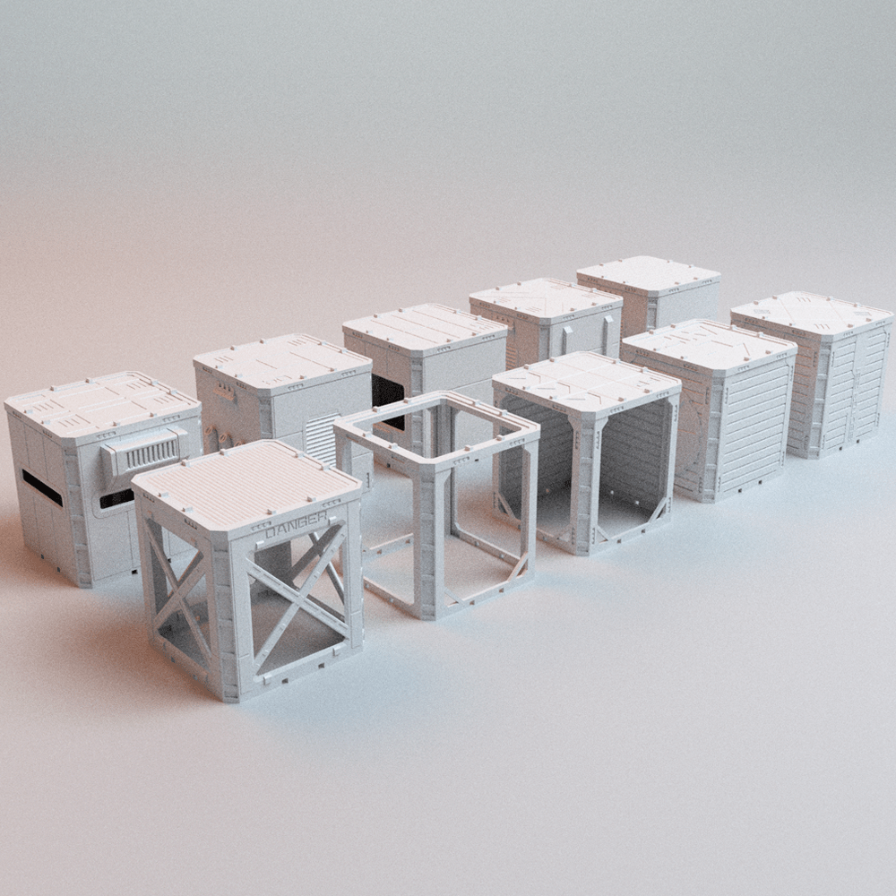 Sci-Fi Frontline Eclipse Modular Cube Terrain – 20 Pieces (28mm/40mm, Deadzone) - Northern Foundry