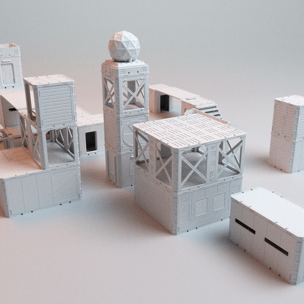 Sci-Fi Frontline Eclipse Modular Cube Terrain – 20 Pieces (28mm/40mm, Deadzone) - Northern Foundry