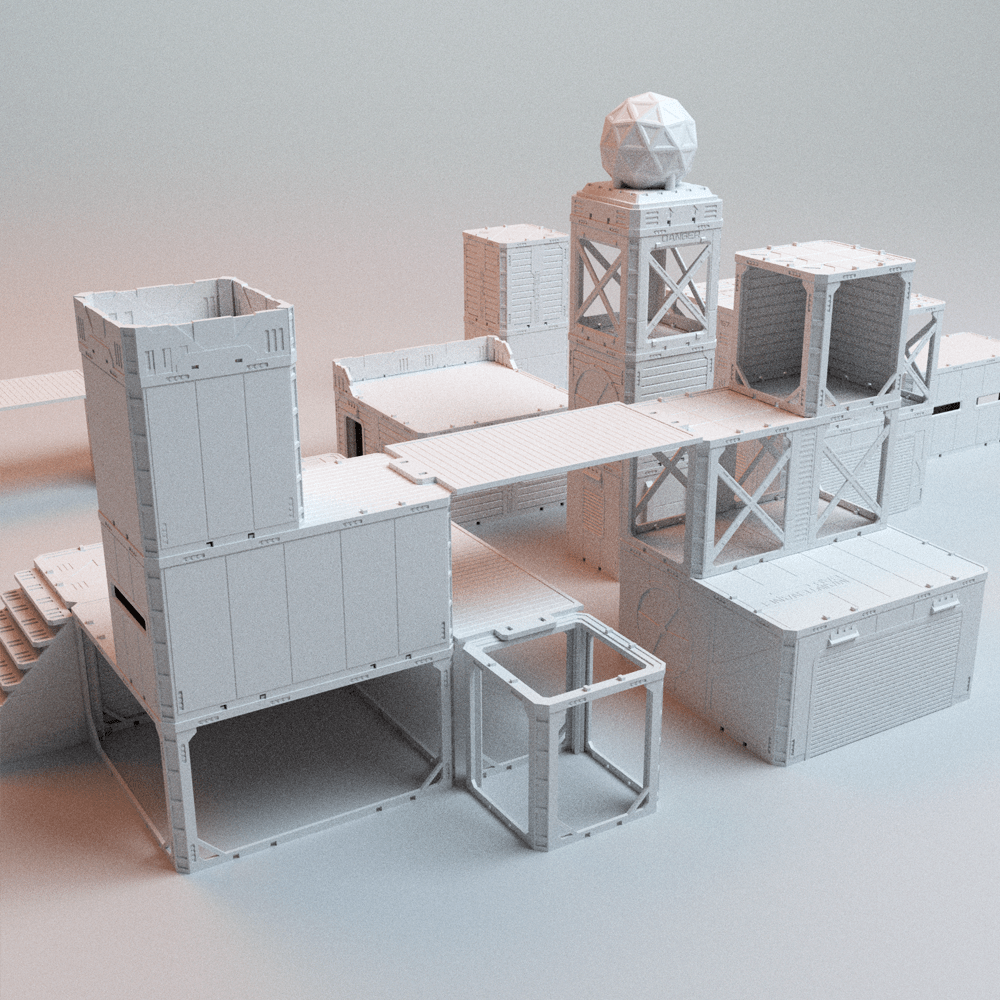 Sci-Fi Frontline Eclipse Modular Cube Terrain – 20 Pieces (28mm/40mm, Deadzone) - Northern Foundry