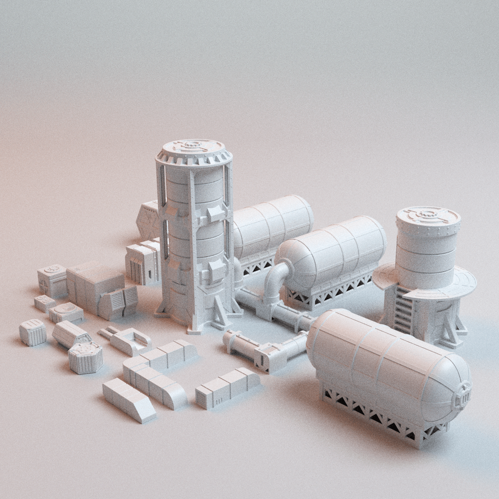 Sci-Fi Hope's Reach Outpost Bundle – Comms Tower, Landing Pad & Scatter (28mm/40mm) - Northern Foundry