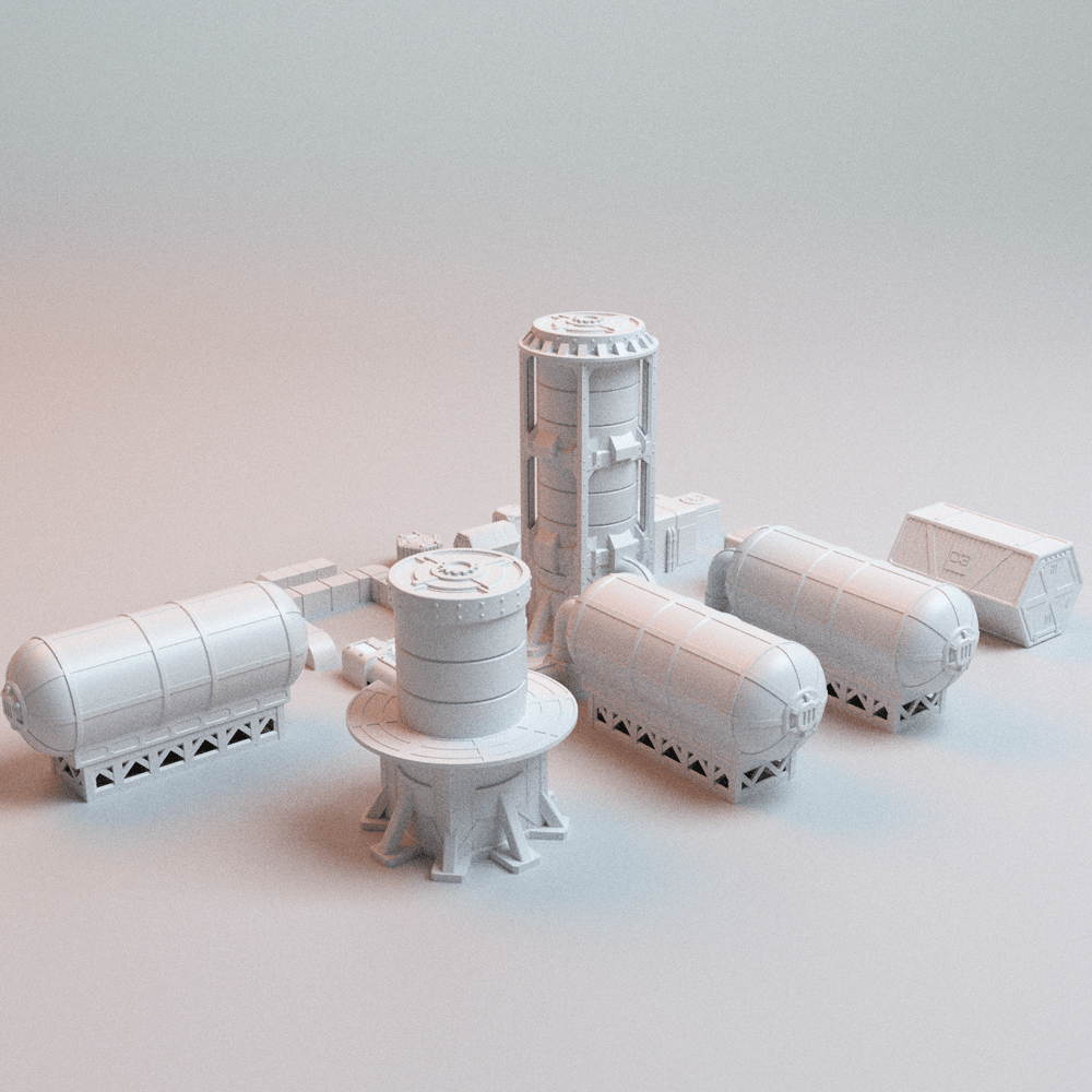 Sci-Fi Hope's Reach Outpost Bundle – Comms Tower, Landing Pad & Scatter (28mm/40mm) - Northern Foundry