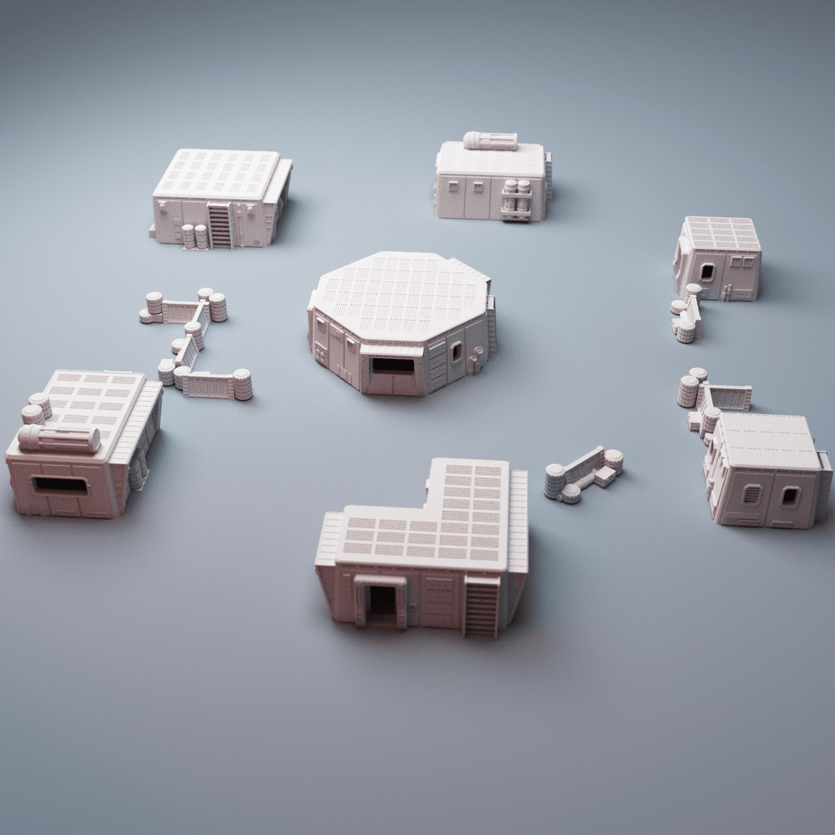 Sci-Fi Uladh Starport Buildings Bundle – 6 Outpost Structures (28mm/40mm, Stargrave) - Northern Foundry