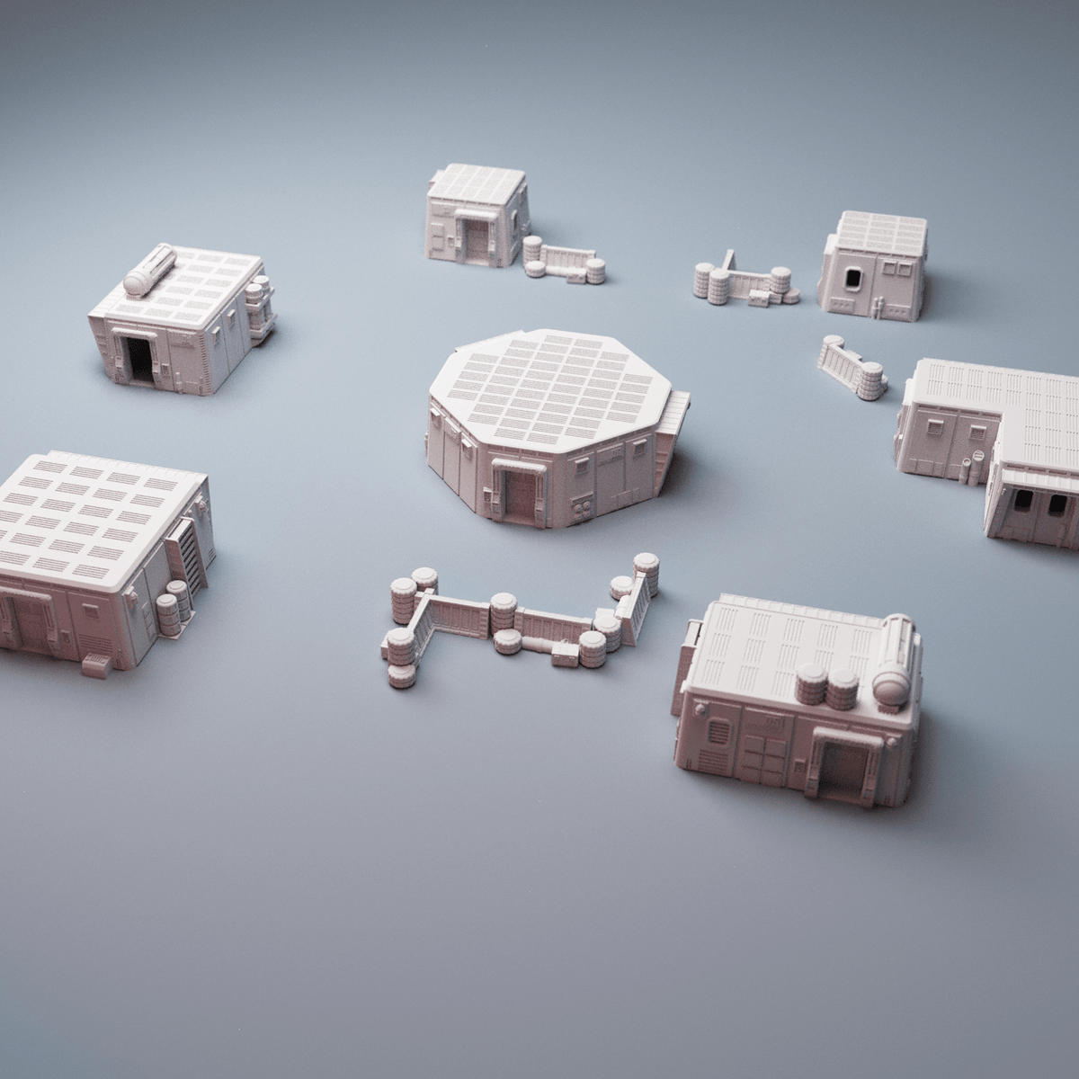 Sci-Fi Uladh Starport Buildings Bundle – 6 Outpost Structures (28mm/40mm, Stargrave) - Northern Foundry