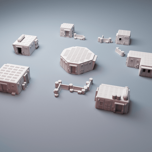 Sci-Fi Uladh Starport Buildings Bundle – 6 Outpost Structures (28mm/40mm, Stargrave) - Northern Foundry