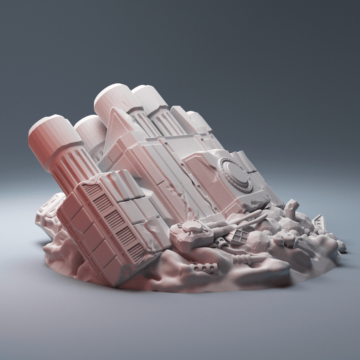 Starship Crash Sites & Landing Craft – DX-220 Freighter, Shuttle & 2 Crashed Ships (28mm/32mm/40mm) - Northern Foundry