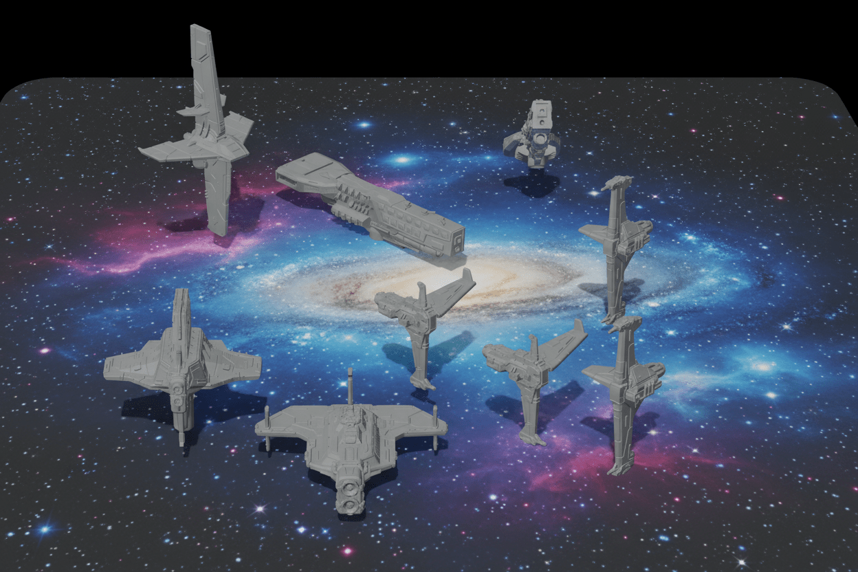 Terra Union Alliance Battle Group — Industrial Human Space Fleet — 1:128 Scale Sci-Fi Miniatures