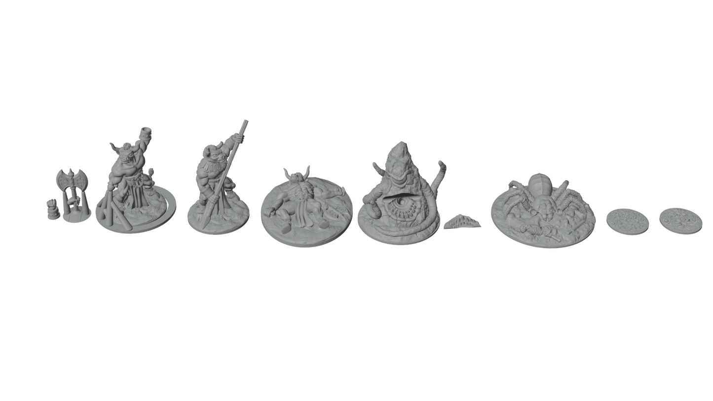 The Apex Predators — Fat Dragon Games Boss & Monster Set — Minotaur, Spider & Roper Miniatures