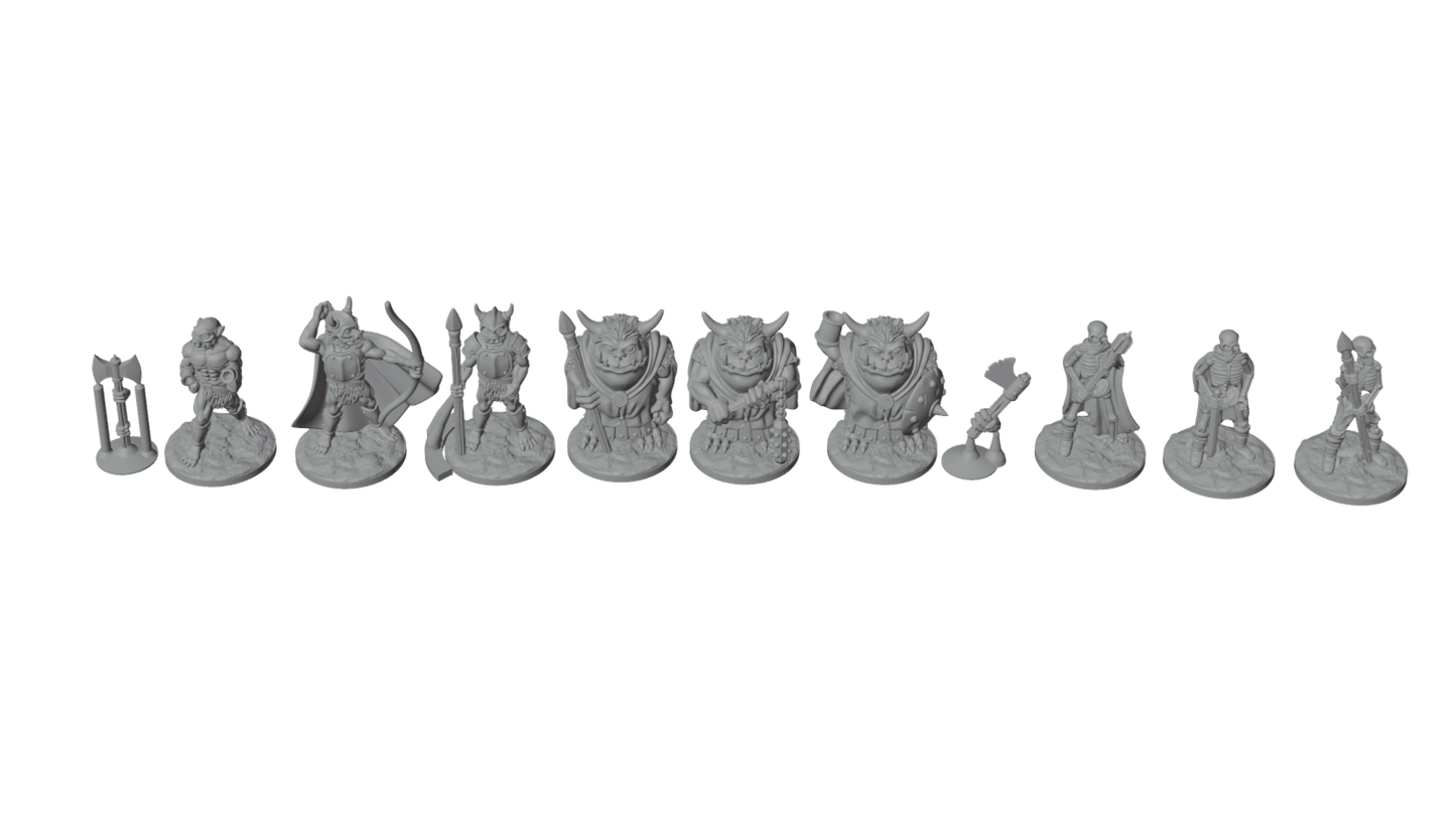 The Dungeon Grunts — Fat Dragon Games Enemy Horde Set — Skeleton, Goblin & Orc Miniature 28mms