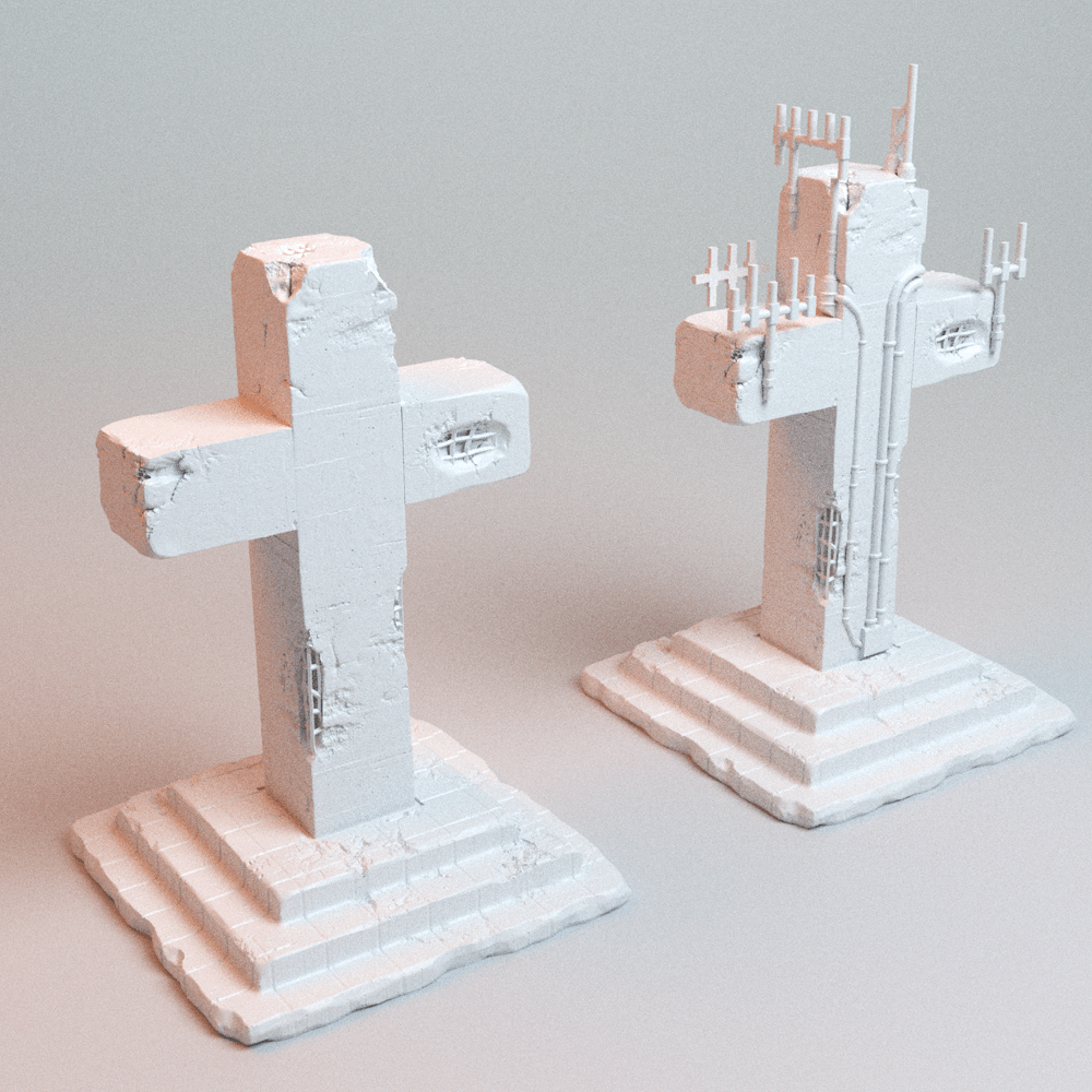 Trench Wars No-Man's-Land Shrines &amp; Objectives — 11-Piece Grimdark Terrain Set (28mm/32mm/40mm) - Northern Foundry