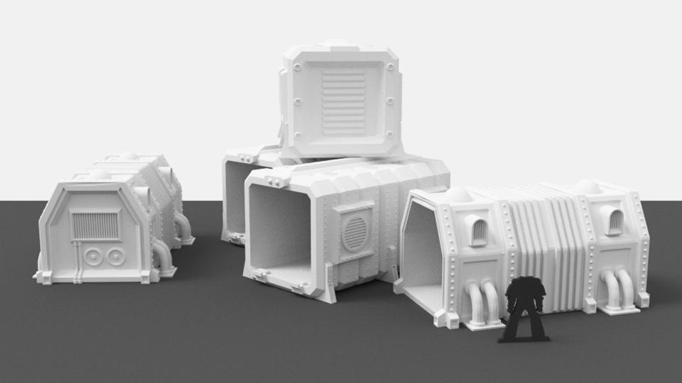 Tycho Starport Cargo Docks – Container Habs, Shipping Containers, Pallets & Cargo Sled (28mm/32mm/40mm) - Northern Foundry