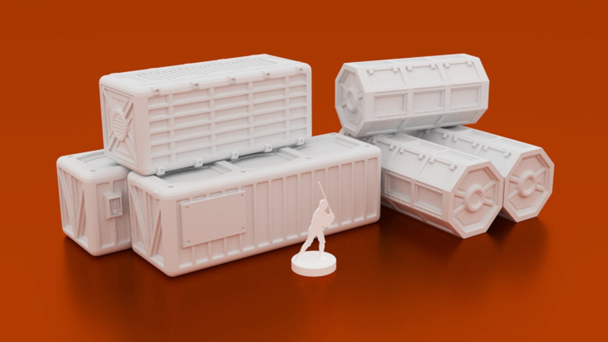 Tycho Starport Cargo Docks – Container Habs, Shipping Containers, Pallets & Cargo Sled (28mm/32mm/40mm) - Northern Foundry