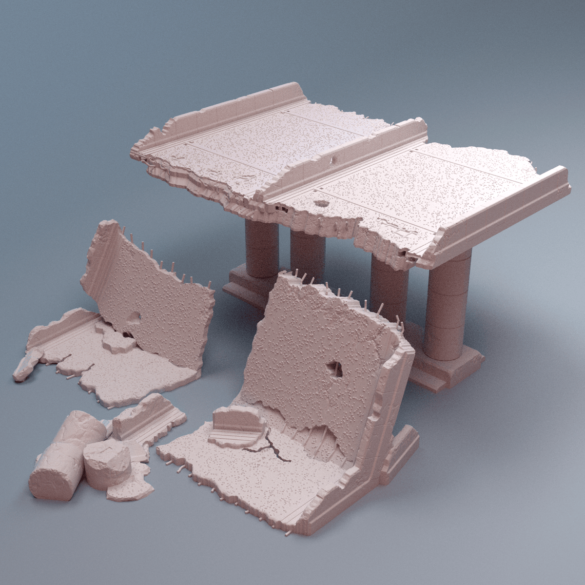 Urban Highway & City Streets Bundle – Elevated Highway, Road Tiles, School Bus & Flatbed Truck (28mm/32mm/40mm) - Northern Foundry