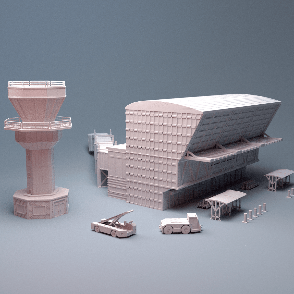 Urban International Airport – Modular Terminal, Control Tower & Passenger Bridge (28mm/32mm/40mm) - Northern Foundry