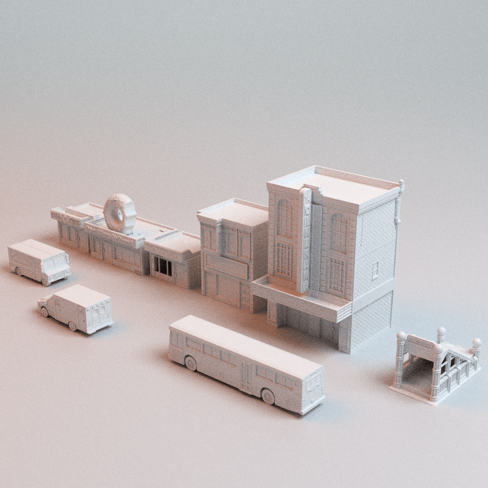 Urban PlayOn Protocol Bundle – 9-Piece Modern City Terrain & Vehicles (28mm/32mm/40mm) - Northern Foundry