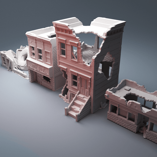 Urban Ruined Buildings Bundle – 4 Post-Apocalyptic Structures (28mm/40mm) - Northern Foundry
