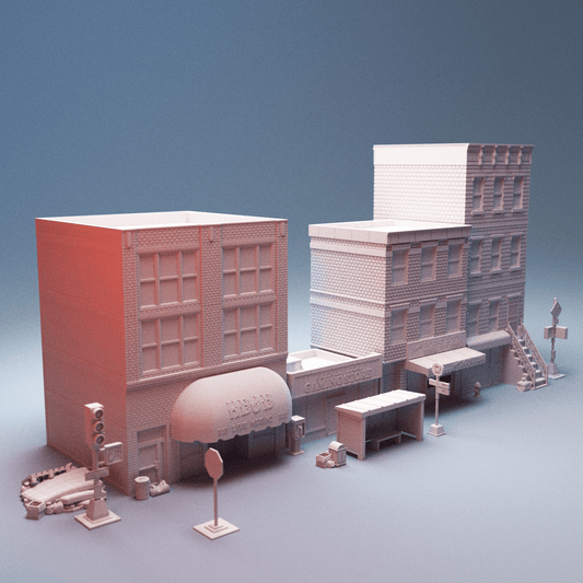 Urban Starter Phase 7 Bundle – 4 Modern City Buildings + Scatter (28mm/32mm/40mm) - Northern Foundry